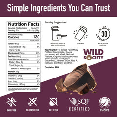 WILD SOCIETY cold processed whey bottle shows preserved nutrients and flavor.