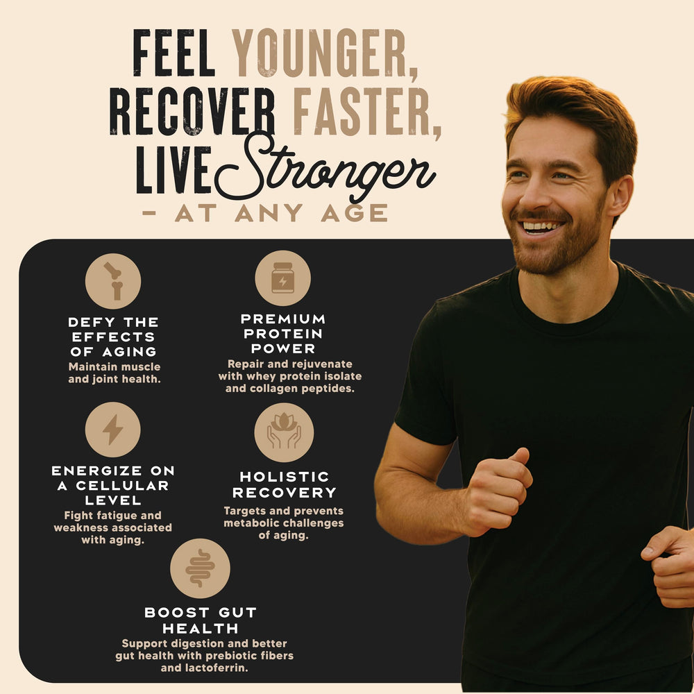 Wild Society Longevity Shake scoop illustrates easy portioning for post-workout refuel.