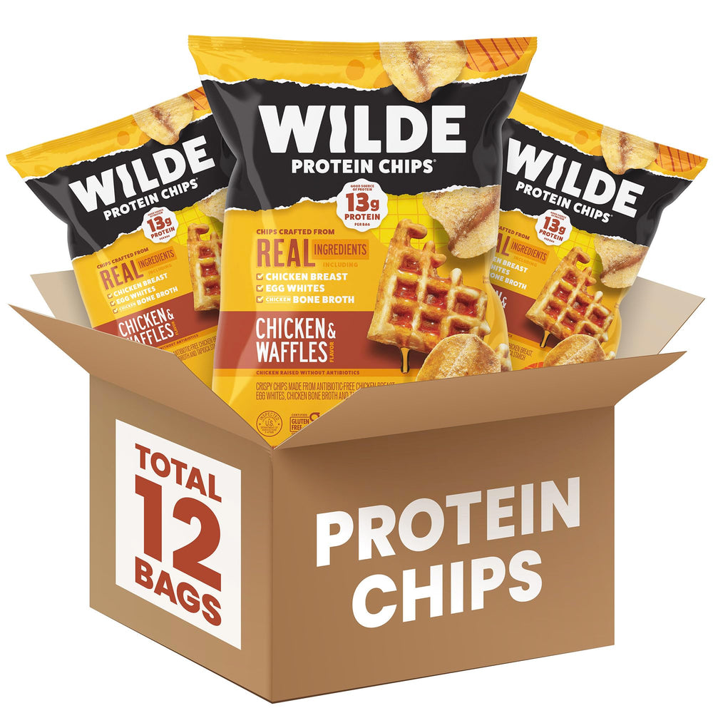 WILDE Chips Chicken & Waffles pack for keto-friendly, high-protein snacking