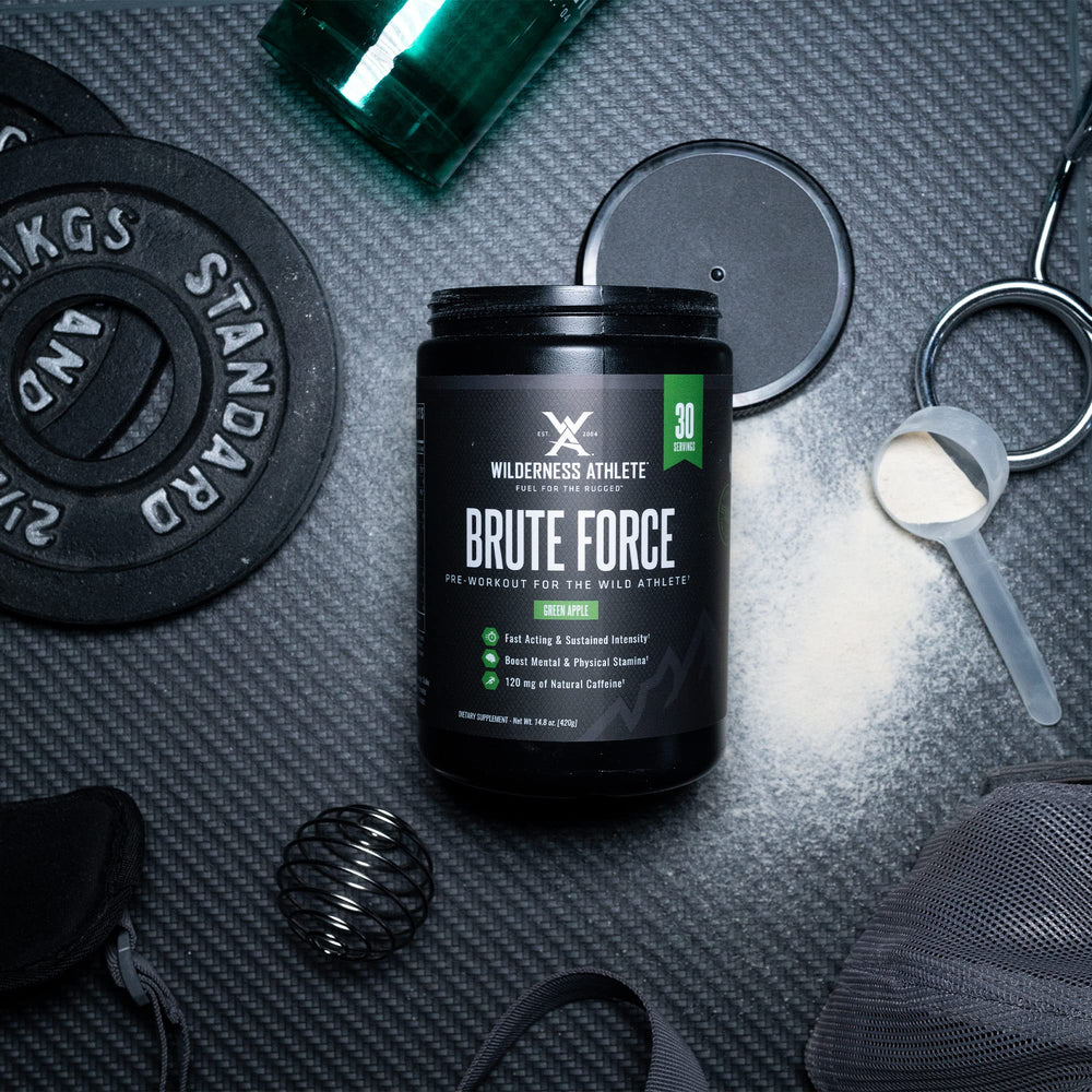 Athlete energized by Brute Force natural caffeine blend before training.