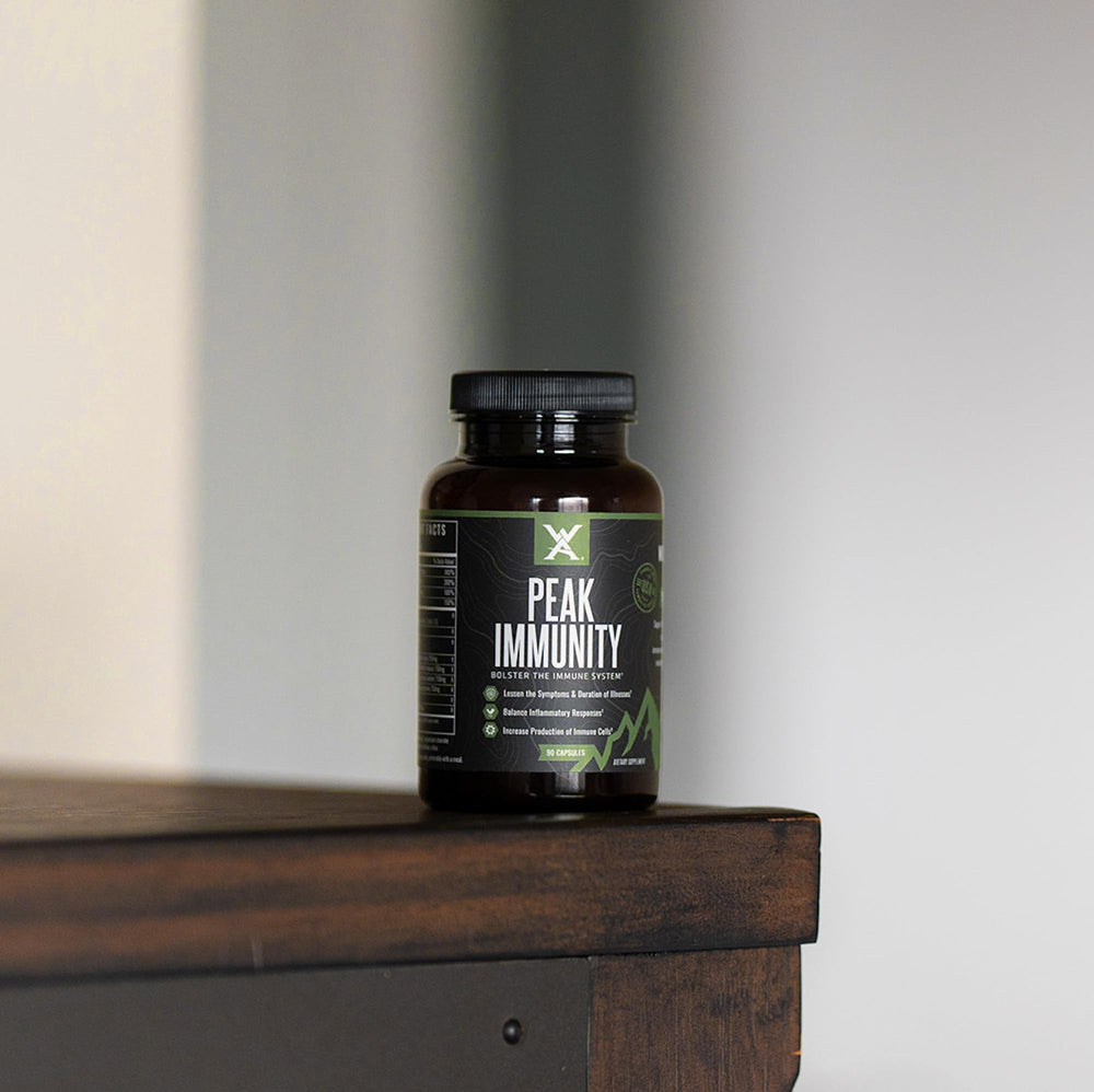 Wilderness Athlete Peak Immunity mushroom blend visual suggesting inflammatory support.