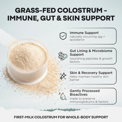 Wild Foods Colostrum powder 2g scoop shown for easy daily serving.
