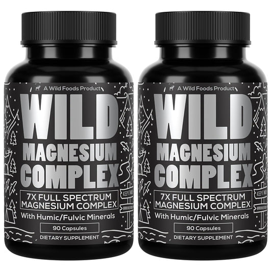 Wild Foods Magnesium Complex bottle front highlights premium packaging for daily use.