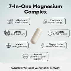 Wild Foods Magnesium Complex bottle side shows vegan, non-GMO formulation details.