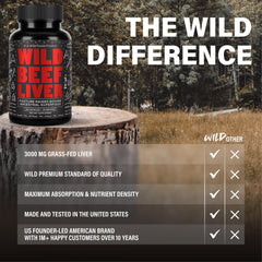 Wild Foods USA-made badge on liver capsules box.