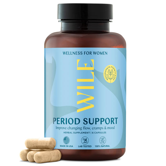WILE menopause supplements bottle front for midlife balance and mood support