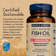 Wiley's Finest SQF-certified, mercury-free prenatal DHA packaging.