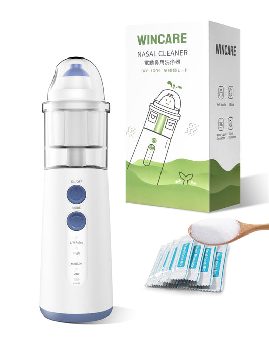 WINCARE nasal sprayer in use for gentle sinus care and hydration.