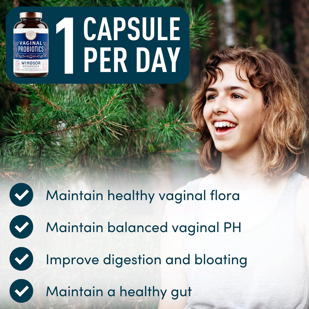Close-up of the 15-strain label supporting vaginal health and digestion.