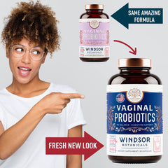 Vegan capsule highlighting pH balance and urinary comfort as possible benefits.