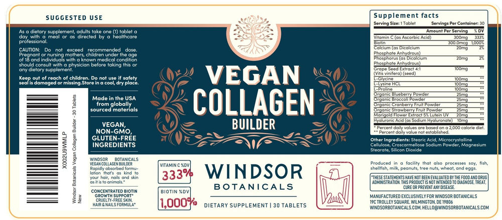 WINDSOR BOTANICALS vegan collagen pack display in retail setting