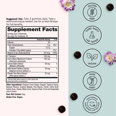 Winged Happy Her Mood Gummies lemon balm visuals imply soothing calm and focus