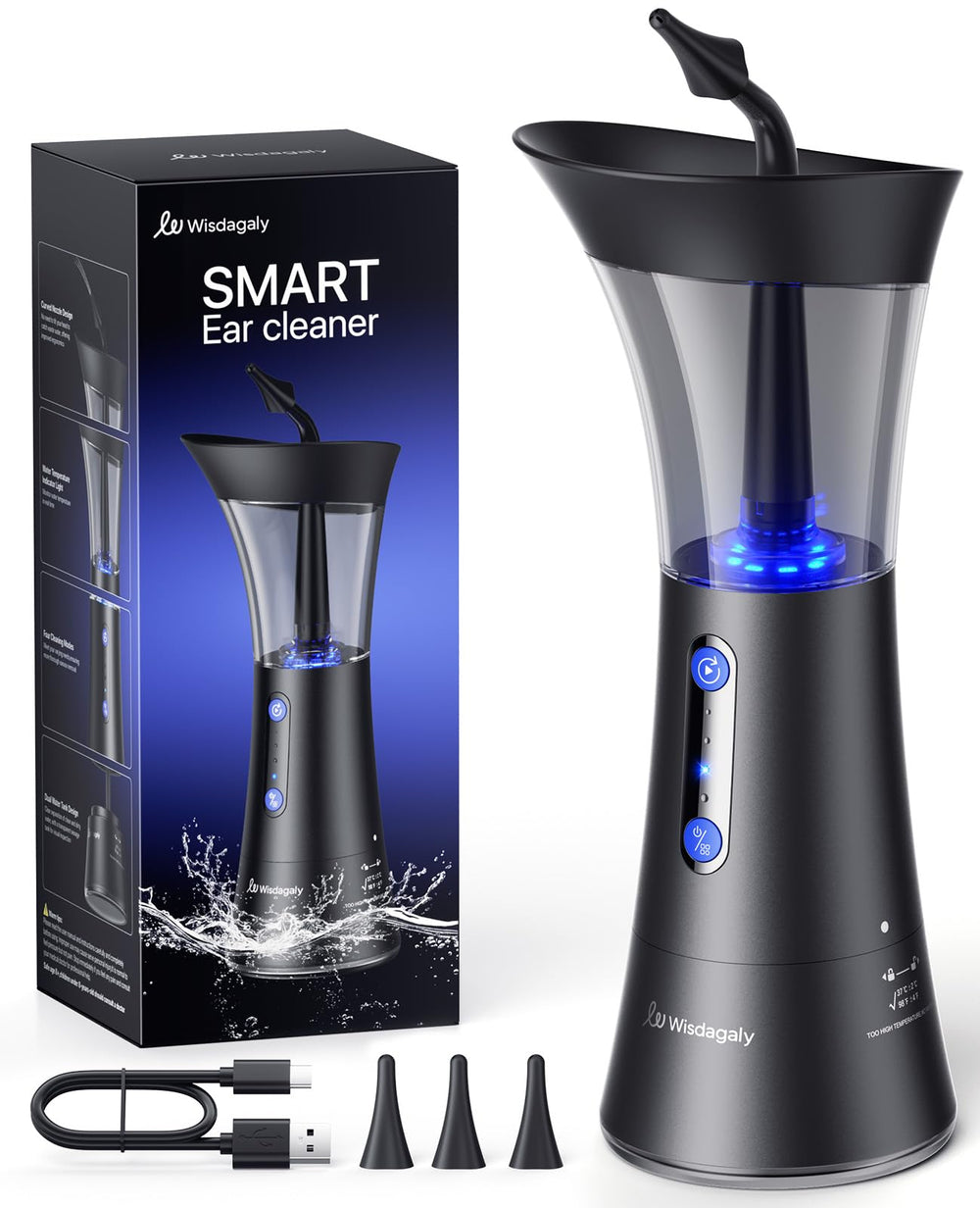 Wisdagaly ear cleaner with dual water tank for cleaner, mess-free sessions.