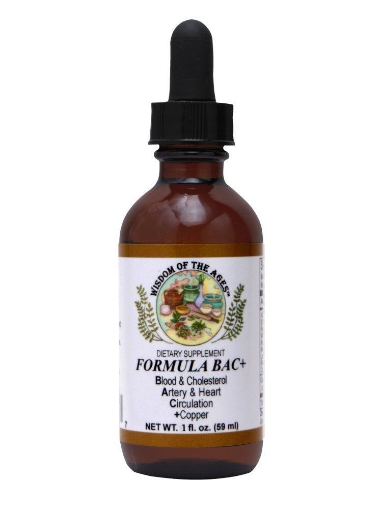 Wisdom of the Ages Formula BAC+ 1-oz bottle ready for cardiovascular support.