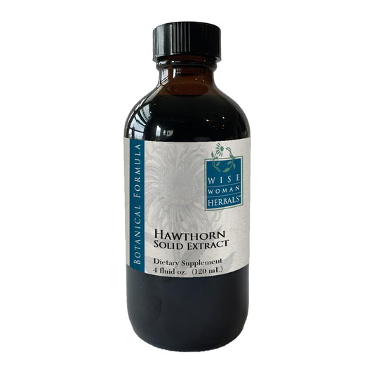 Wise Woman Herbals Hawthorn Berry Solid Extract bottle showing 4:1 concentrate for heart support