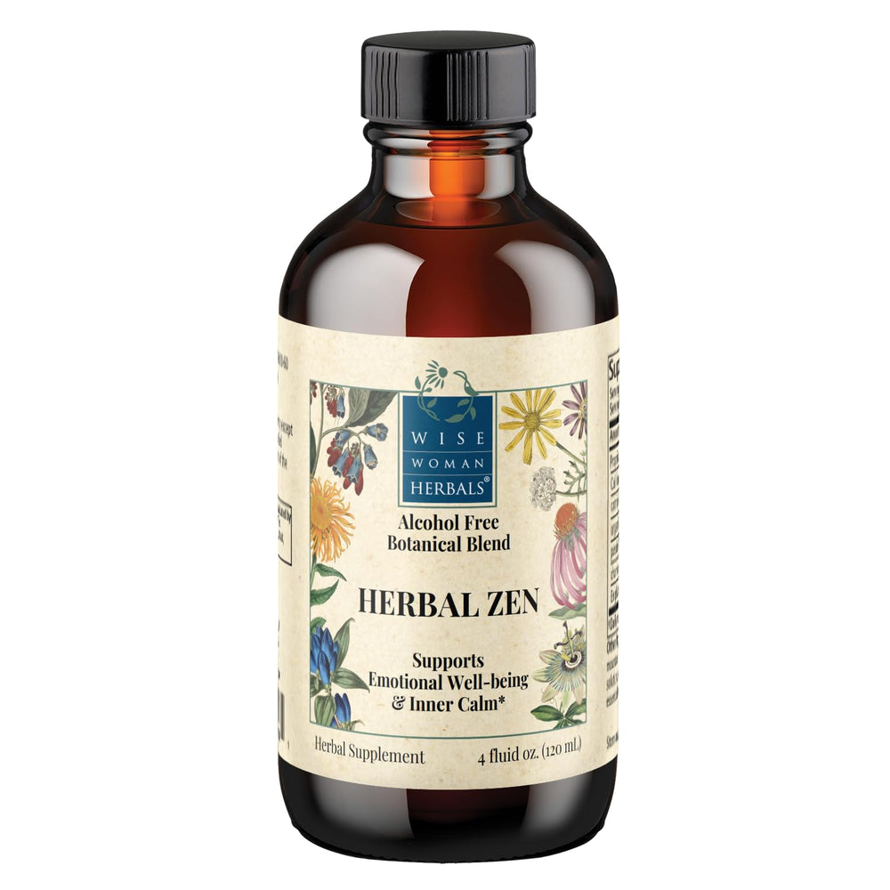 Wise Woman Herbals Herbal Zen bottle being poured for relaxed focus