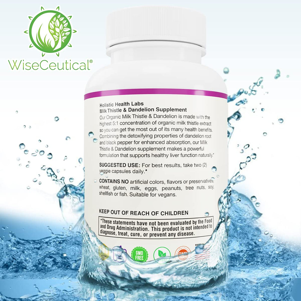 Wiseceutical bottle label shows 60-count pack and 5:1 concentration for convenience.