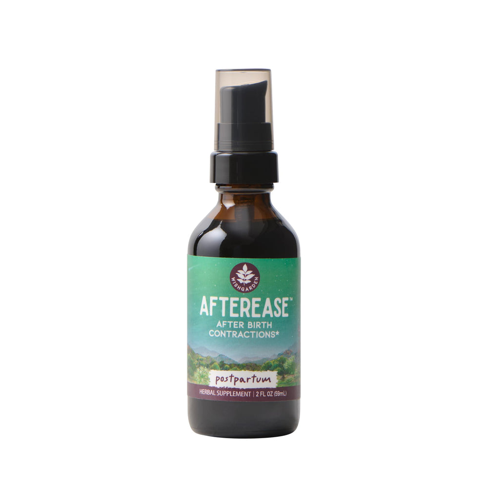 WishGarden AfterEase bottle label closeup for postpartum support