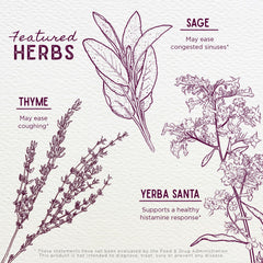 WishGarden Congestion Rescue Kids ingredients close-up: Elderflower, Yerba Santa, Elderberry, Boneset.