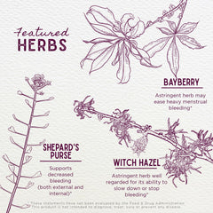 WishGarden Flow Stopper herbal blend on display as vegan, gluten-free option.