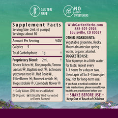 WishGarden Happy Ducts bottle label highlights organic, vegan ingredients for lactation support.