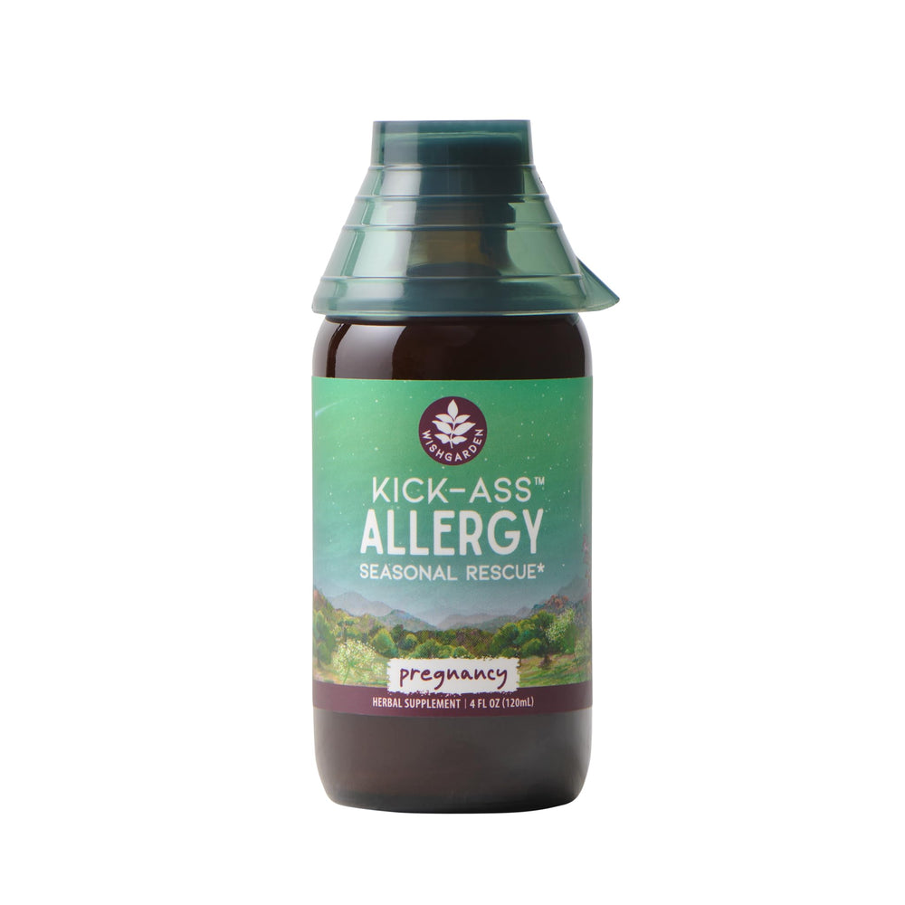 WishGarden Kick-Ass Allergy for Pregnancy bottle on a clean surface for easy use