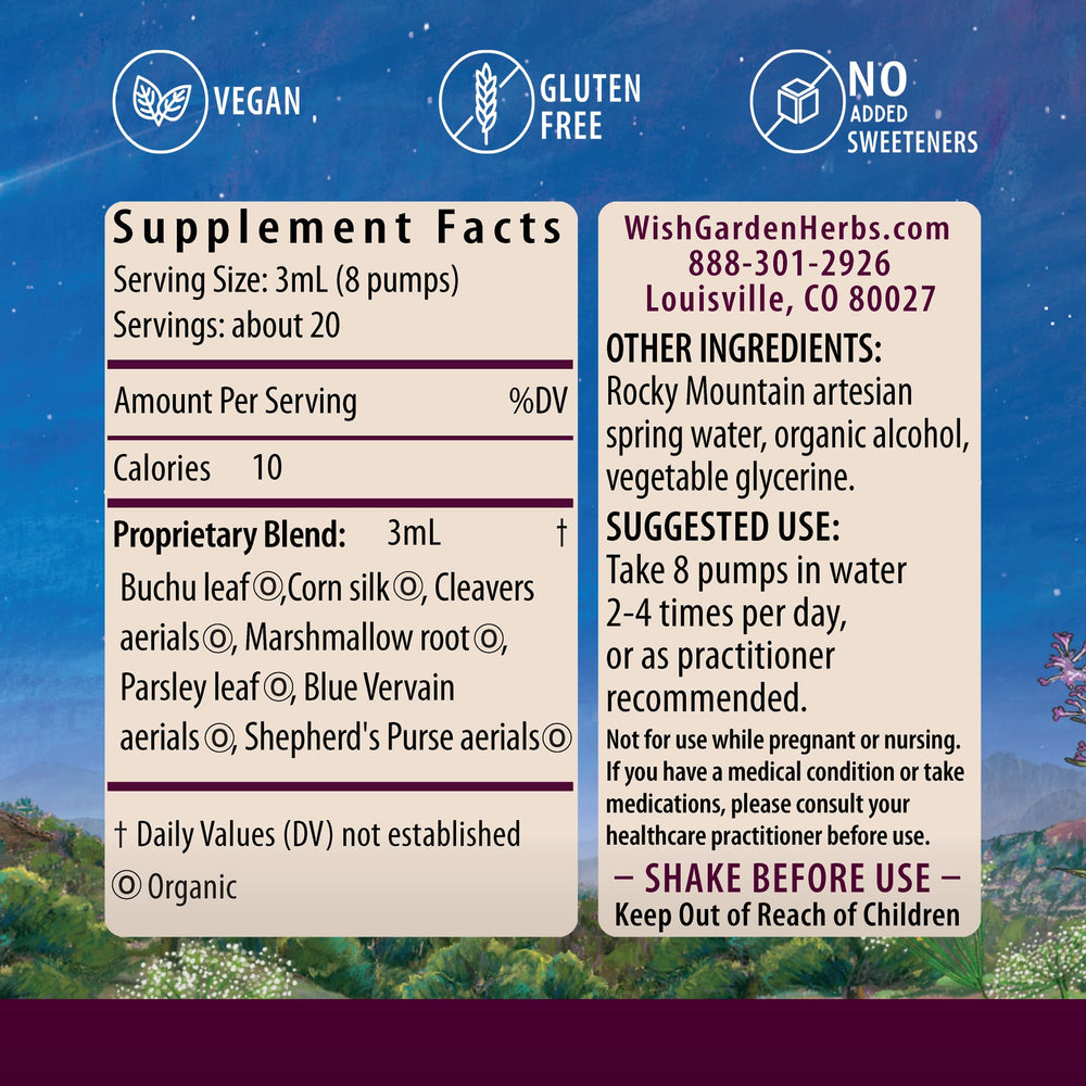 WishGarden Kidney Strength tincture being poured for quick, customizable dosing.