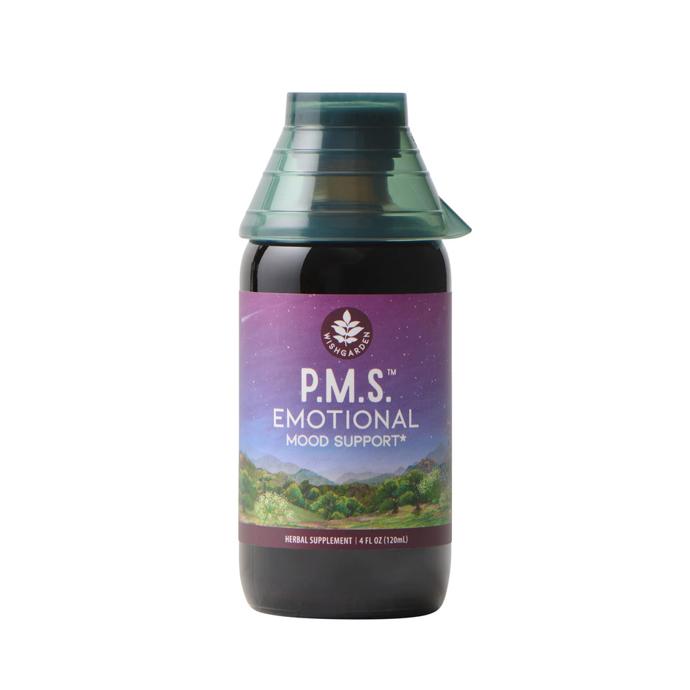WishGarden PMS Emotional bottle—herbal mood support during your cycle.