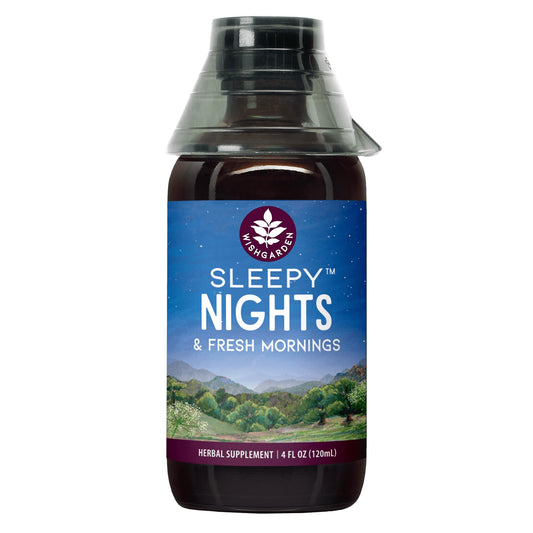 WishGarden Sleepy Nights bottle showcases the natural, non-groggy sleep aid for adults.