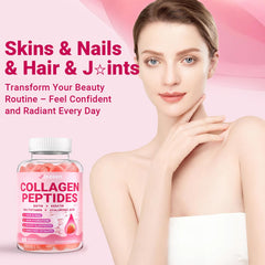 Wiszeen collagen gummies women bottle pouring close-up illustrating on-the-go nutrition
