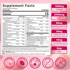 Wiszeen collagen gummies women ingredients close-up showing vitamins and hyaluronic acid benefits