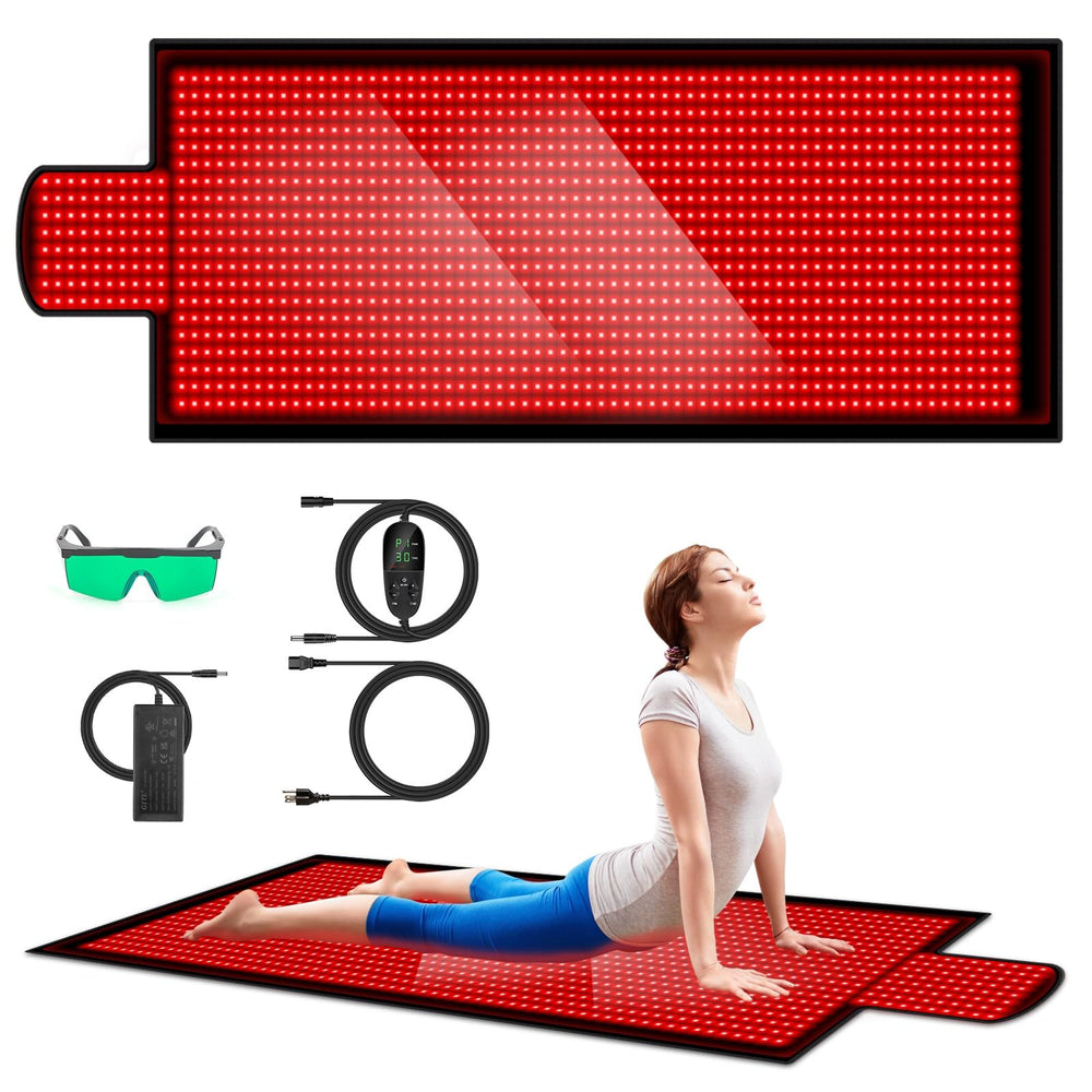 WOFITD large red light mat laid flat for full-body coverage and relaxation
