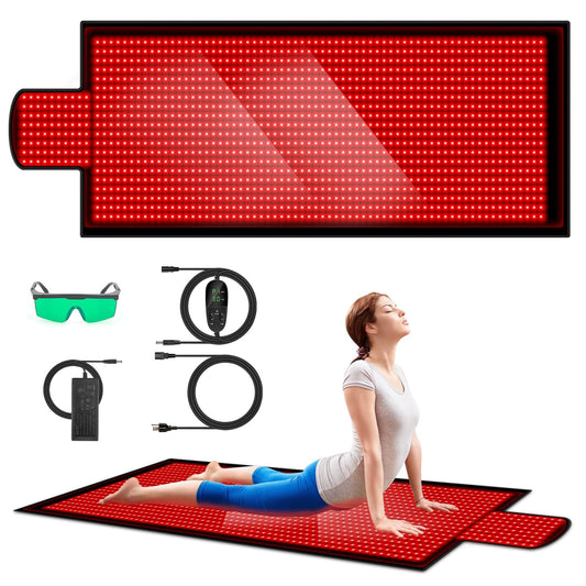WOFITD large red light mat laid flat for full-body coverage and relaxation