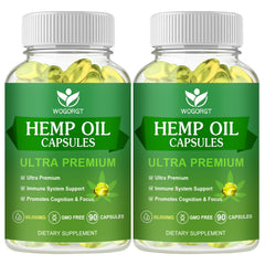 WOGORGT hemp oil capsules 2-pack bottle front, ideal for daily wellness.