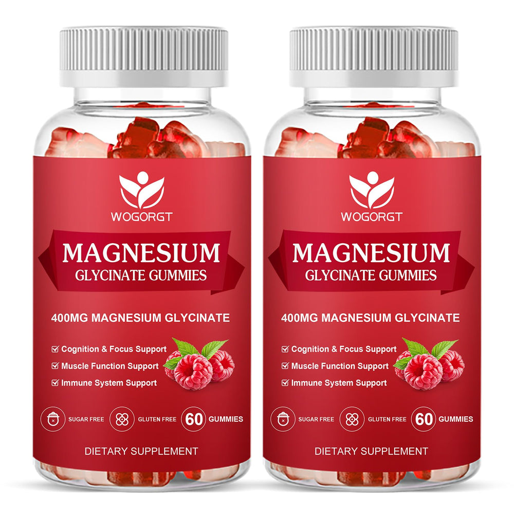 WOGORGT Magnesium Glycinate Gummies bottle front for daily relaxation support