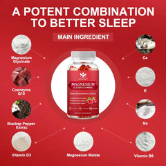 WOGORGT ingredients label shows 400mg magnesium glycinate with Vitamin D, B6, and CoQ10