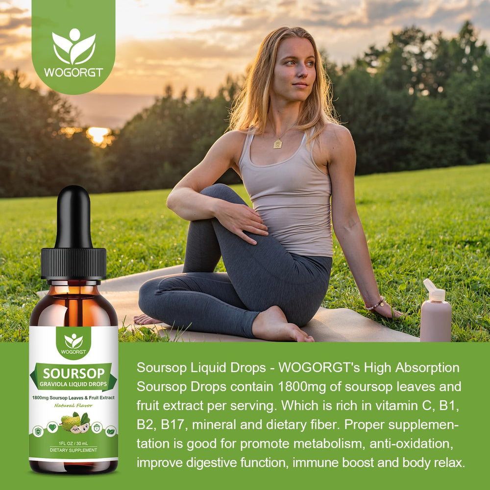 WOGORGT Soursop Drops lifestyle shot illustrates easy beverage addition.