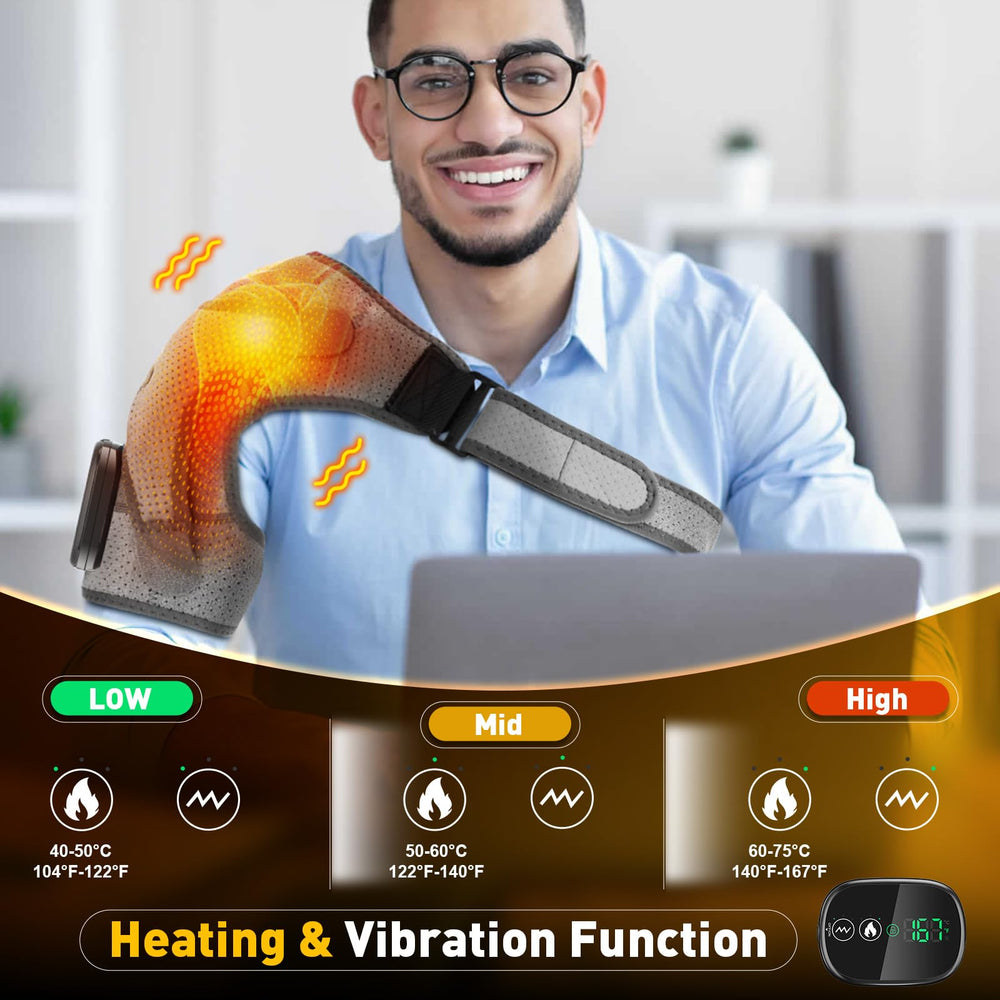 WoloyHeatie cordless therapy pad showing its 5000mAh battery