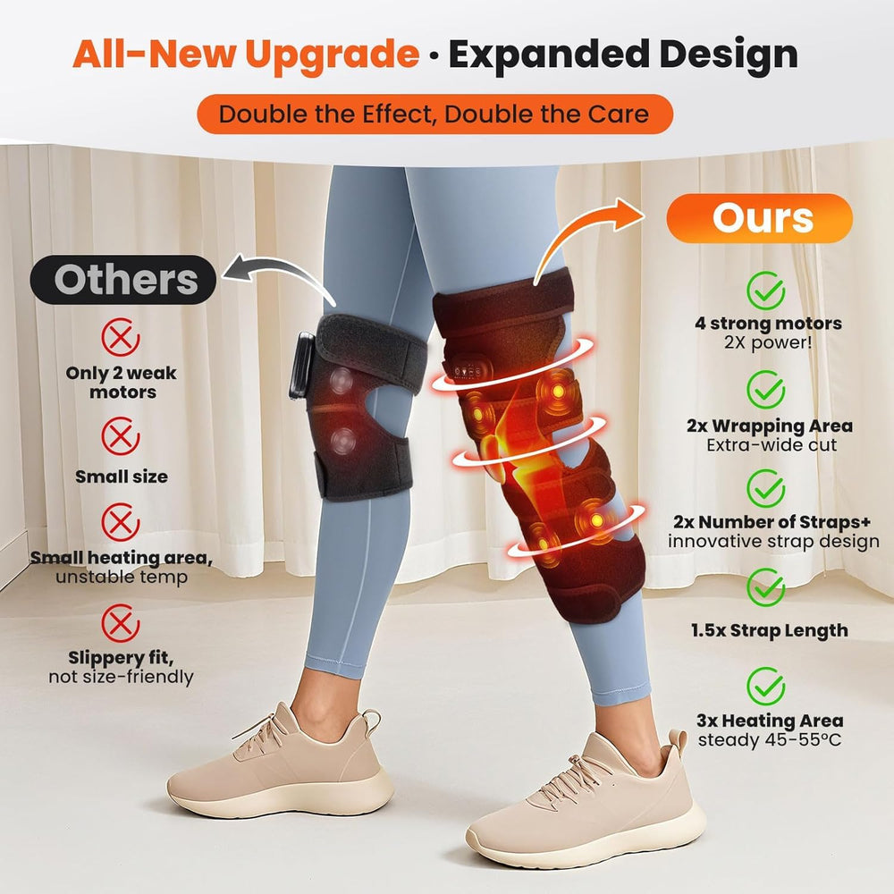 WoloyHeatie knee massager extended-strap-fit for secure daily wear