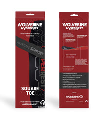 Wolverine Hyperrest insoles featuring breathable top layer for dry feet during rugged wear