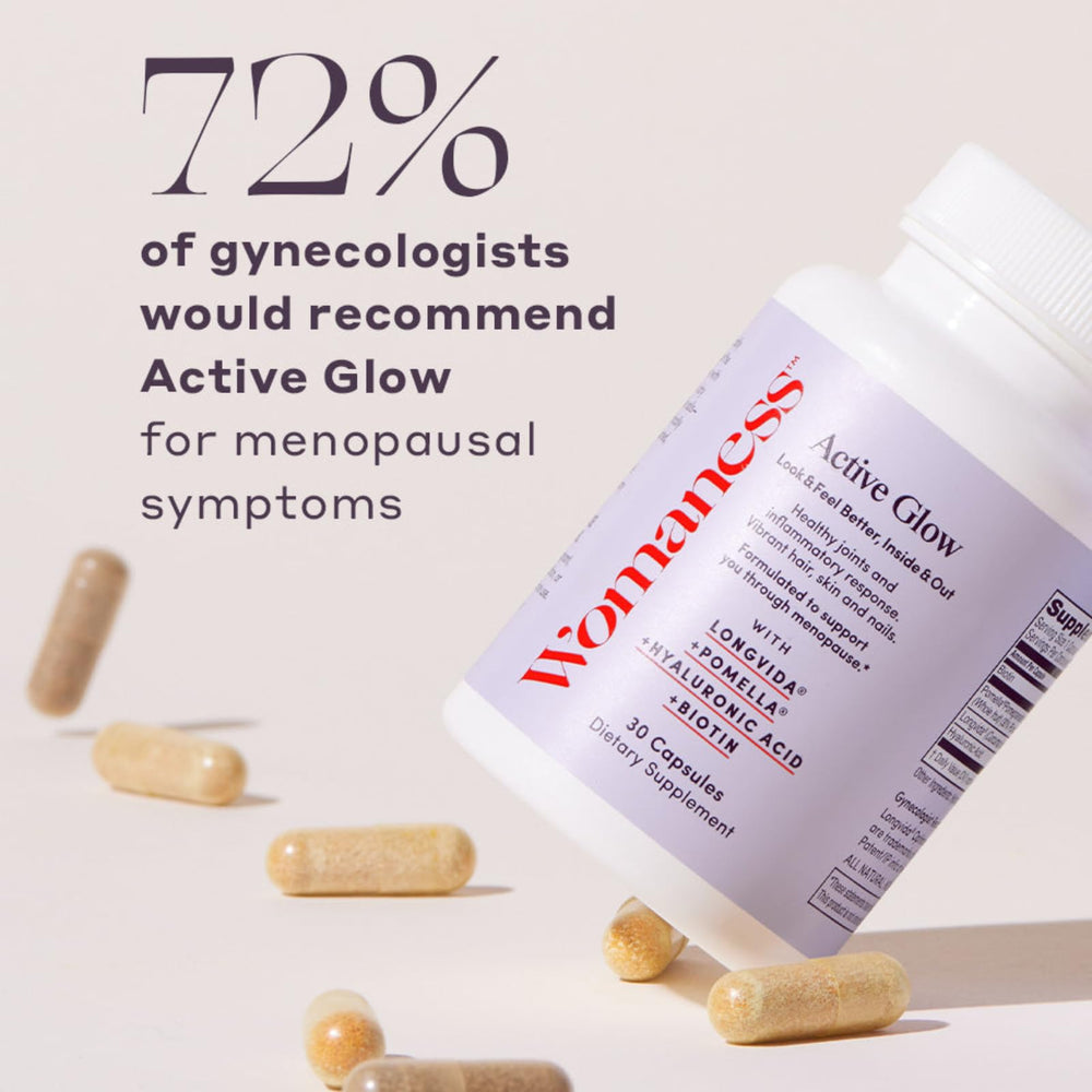 Womaness Active Glow skin radiance showing hydration and glow from within