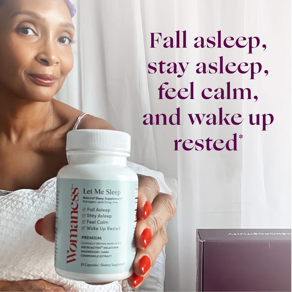 Womaness Let Me Sleep nightstand scene - easy bedtime support.