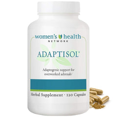 Women's Health Network Adaptisol bottle front promotes cortisol support.