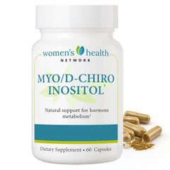 Women's Health Network Myo-D-Chiro Inositol bottle supports reproductive wellness.