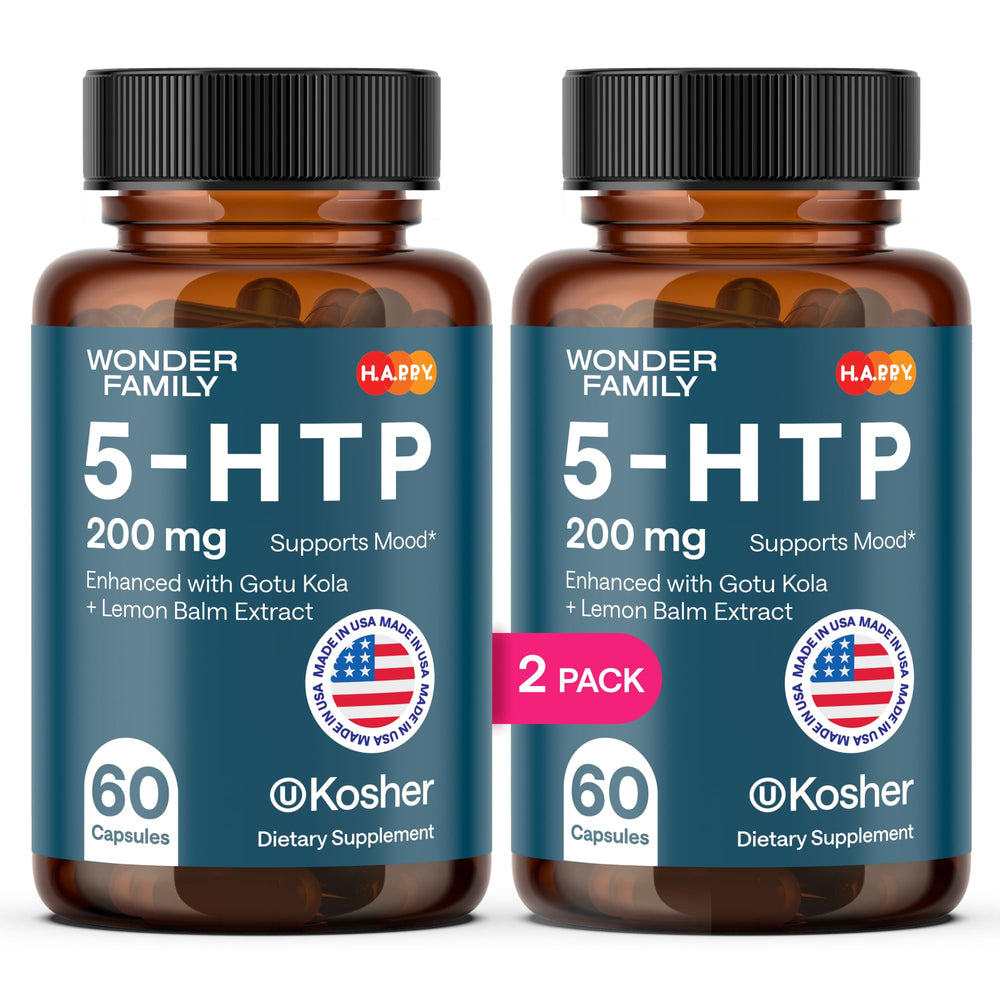 Wonder Family 5-HTP 200mg bottle for mood support and restful sleep