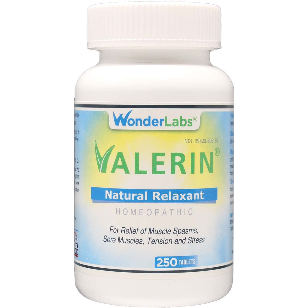 Wonder Laboratories Valerian natural relaxant bottle for relaxation and relief.
