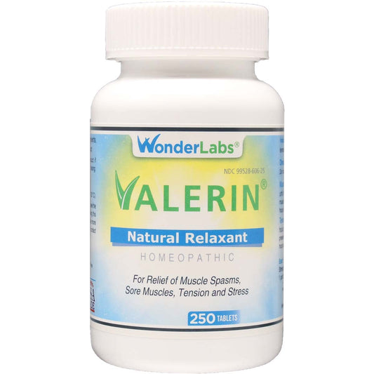 Wonder Laboratories Valerian natural relaxant bottle for relaxation and relief.