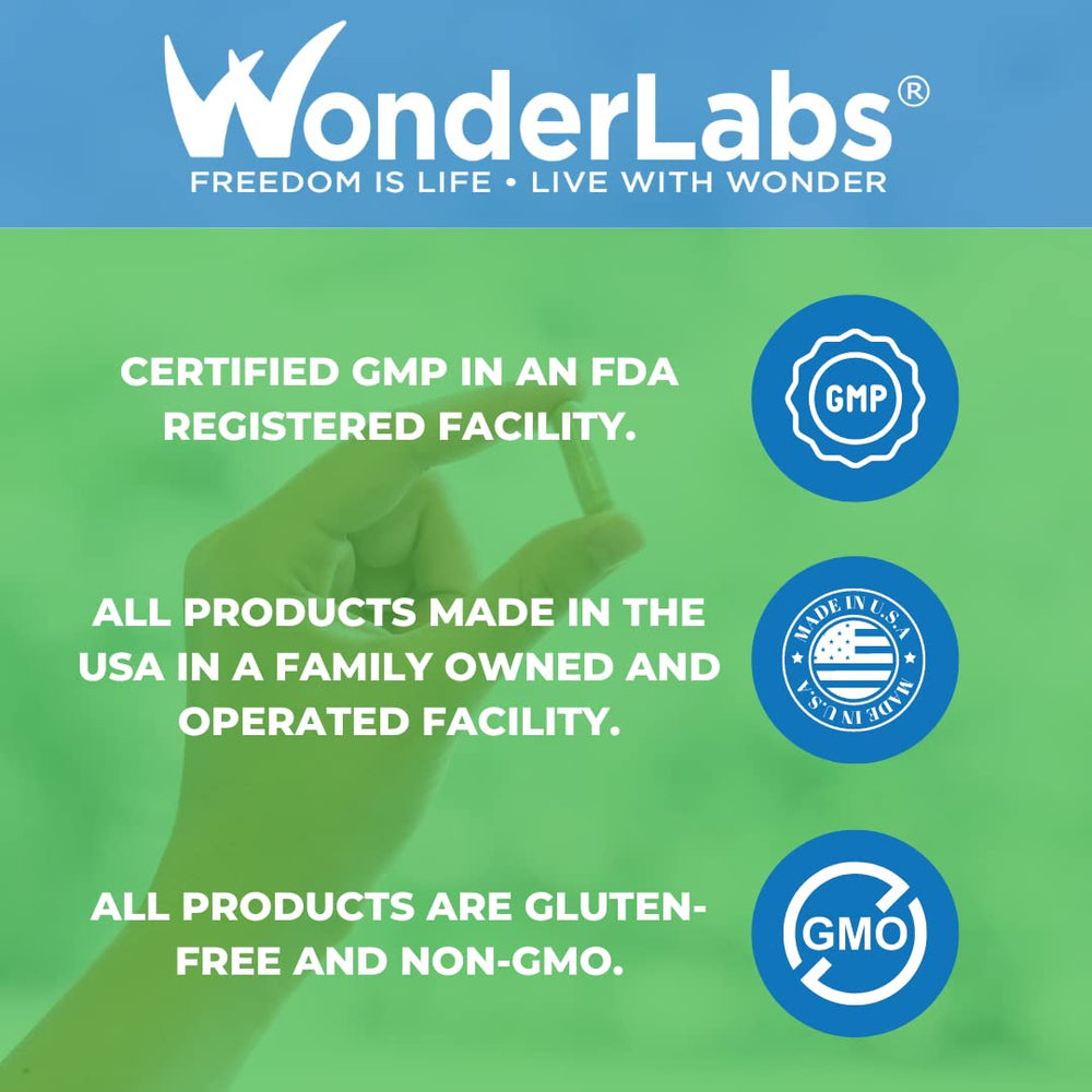 Wonder Laboratories packaging shows a 250 count bottle for everyday calm.