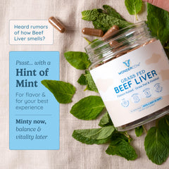 WonderCow bottle with mint flavor capsules ready to take for convenient wellness.