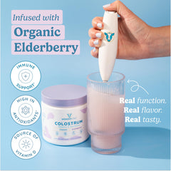 WonderCow elderberry-infused colostrum image highlighting immune support.